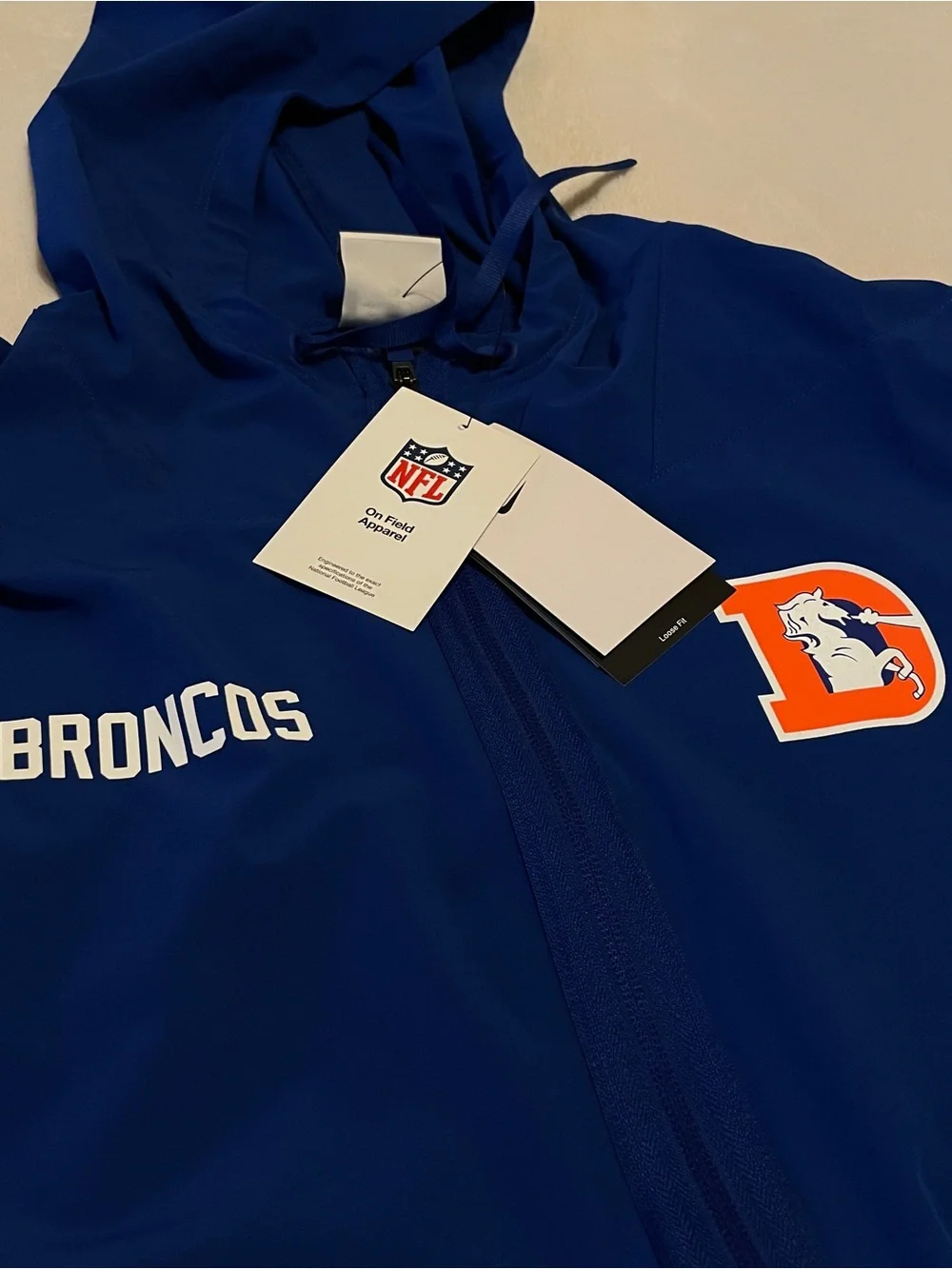 Nike NFL Denver Broncos Team Issued Anorak Half-Zip Hooded Jacket Sz XL